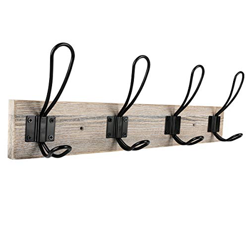 Wall Mounted Coat Rack, Wooden Entryway Vintage Rustic Coat Rack - size: Metal 4-Hook