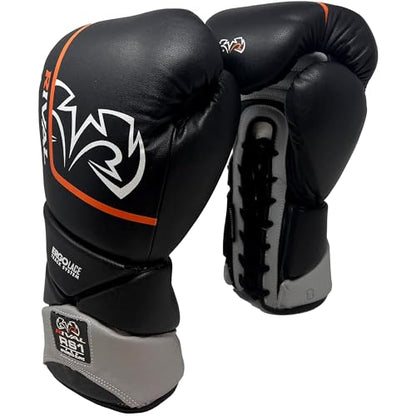 RIVAL Boxing RS1 Pro Sparring Gloves, 20th Anniversary Edition, Dynamic X-Shaped Lacing System with a 15 Degree Angled Lace Track - color: Black, size: 14 oz.