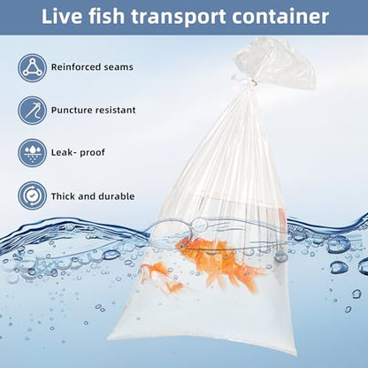 50 Pcs Pet Fish Bags, Aquarium Fish Transporting Containers, Shipping Containers for Live Fishes, 3 Mil Thick (50)