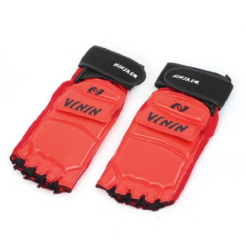 Ruilogod Pair Red Faux Leather Pugilism Taekwondo Foot Protector Guards (id: f90 169 235 bf7 d07