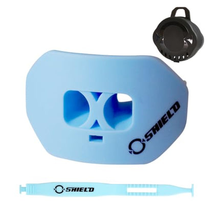 O Shield Core Football Mouth Guard, Detachable Strap | Football Mouth Guard with Detachable Strap — No-Boil Ready Fit, BPA-Free, Brace-Friendly, Includes Carrying Case - color: Columbia Blue