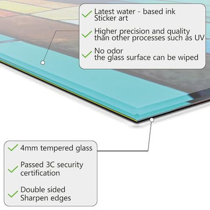 Evgosm Tempered Glass Backsplash for Kitchen， Stove Splashback, sunflower Glass Backsplash, Used for Kitchen Wall Protection and Decoration, Easy to Install and Clean. (30x20'') - size: 30"L x 20"W, style: sunflower