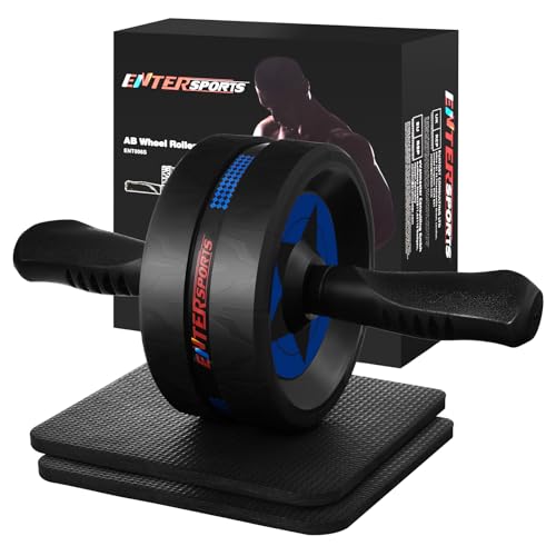 Ab Roller Wheel for Abs Workout - Abdominal Exercise Equipment with 2 Knee Pads for Home Gym, Core Strength Training, Fitness Equipment for Men & Women - color: Blue