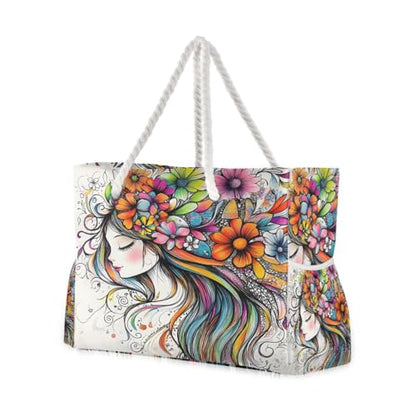 senya Large Beach Bags Totes Canvas Tote Shoulder Bag Soft Wave Water Resistant Bags for Gym Travel Daily Ocean - color: Girl With Flowers