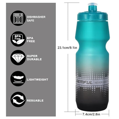 GEMFUL 24oz Cycling Water Bottles 2 Pack MTB Biking Bottle (Black White) - color: Gradient Black White
