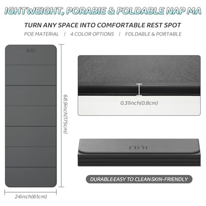ILILI Foldable Yoga Mat 71 * 24 * 0.3 Inch - color: Dark Grey