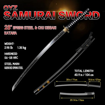 OYZ Real Katana Japanese Samurai Sword, Unique Gift for Men Full Tang Clay Tempered t10 Steel Blade, Spring Steel Memorable for Martial Arts Enthusiasts or Collectors. - style: dragonfly themes