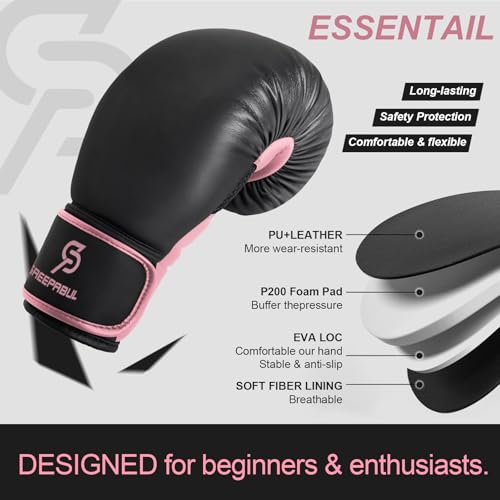 Boxing Gloves for Men & Women, Beginner Kickboxing, 8-16oz - color: Raspberry, size: 14oz