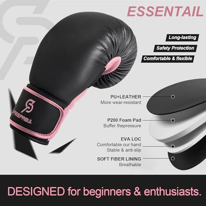 Boxing Gloves for Men & Women, Beginner Kickboxing, 8-16oz - color: Raspberry, size: 14oz