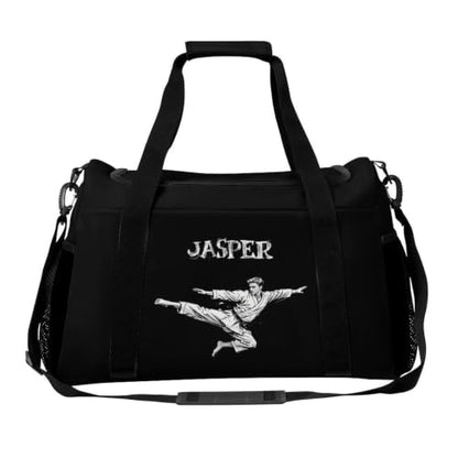 Personalized Taekwondo Karate Duffle Bag for kids Boy Girls,Custom Name Martial Arts Gear Bag,Water-Resistant Sparring Equipment Black Taekwondo - color: Taekwondo Karate-03