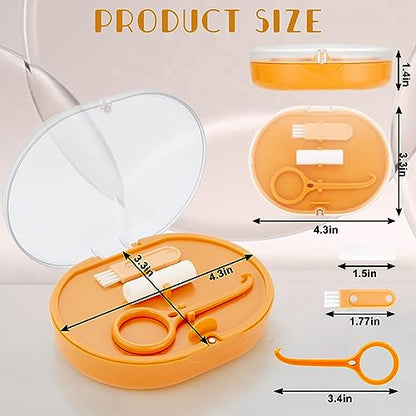 New Double-layer Aligner Case with Belt Chewing,Removal Tool,Cleaning Brush,Built in Mirror Orthodontic Case - color: orange