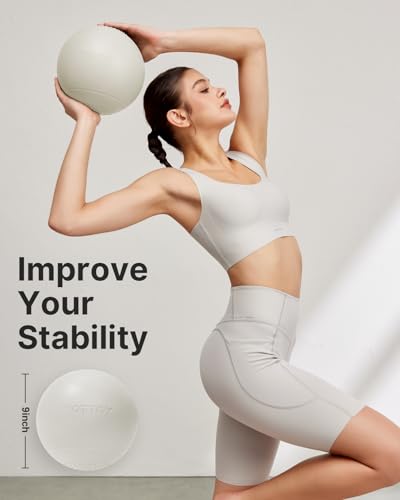 YOTTOY Small Exercise Ball，9-inch Extra-Thick Pilates Ball with Anti-Burst Technology for Stability, Ideal for Yoga, Pilates, Physical Therapy & Home Workouts - color: White
