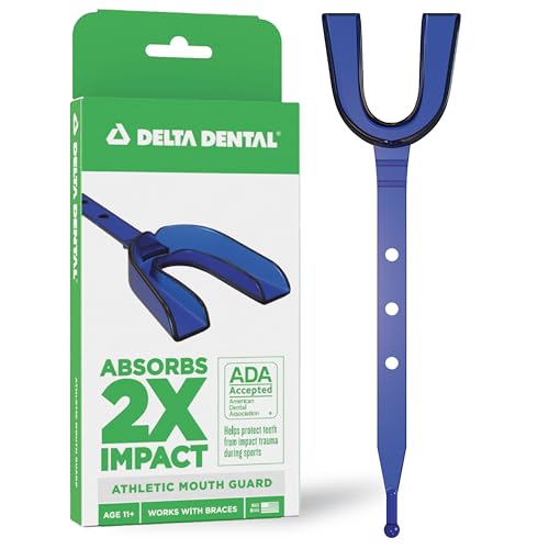 Strapped Mouth Guard, ADA Accepted, 2X Impact Absorption - color: Navy, size: Adult