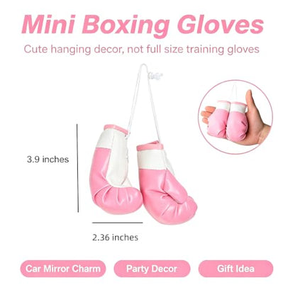 Pink Mini Boxing Gloves 3.9" Car Mirror Hanging Accessories - color: Pink