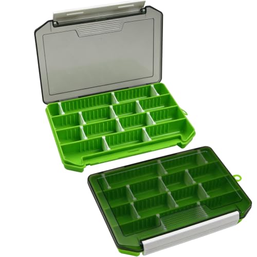 2 Pack Adjustable Small Tackle Box Compact Fishing Accessory & Lure Organizer with Removable Dividers for Hooks, Weights, Swivels, Soft Baits (Green) - color: 2 Pack Green(Size: 8" L x 5.5" W x 1" H)
