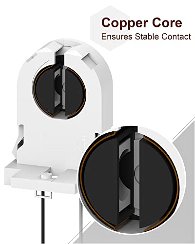 JACKYLED Screw Type T8 Lamp Holder with Wires 50-Pack UL Non-shunted Tombstone Light Socket for LED Fluorescent Tube Replacements - style: T8 Lamp Holder With wire-50 Pack