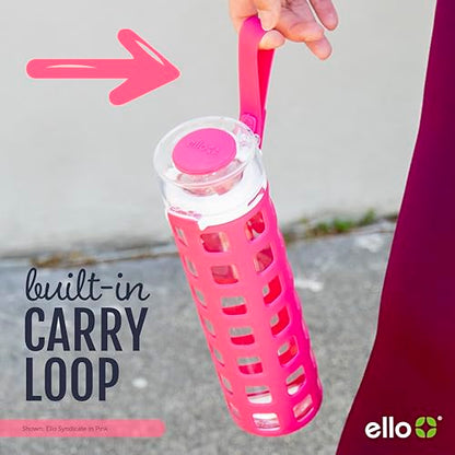 Ello Syndicate Glass Water Bottle with One-Touch Flip Lid, Grey , 20-ounce - color: Grey, size: 20 Ounces