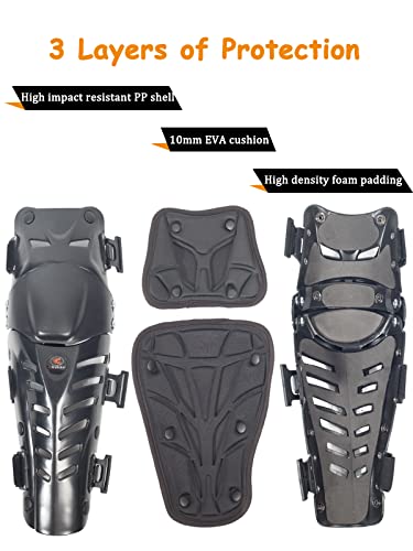 RIDBIKER Motorcycle Knee Shin Guards, Bendable MTB Knee Pads - color: Black, size: Medium