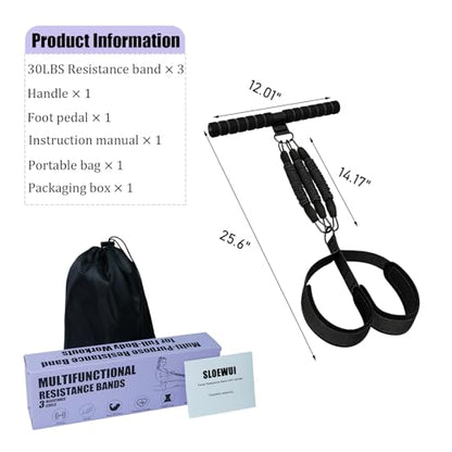 Pedal Resistance Band with Handle, 90Lbs Pedal Resistance Band - color: Black