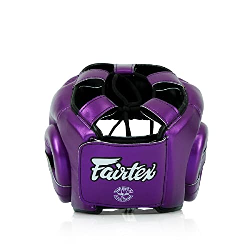 Fairtex HG17 Pro Sparring Headgear, Muay Thai Kickboxing Boxing Head Guard - color: Metallic Purple, size: Medium