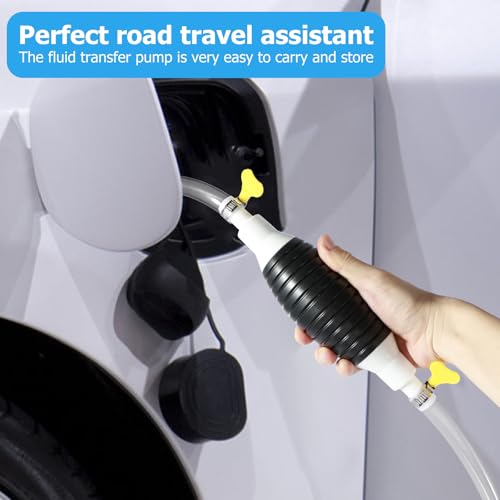 Gasoline Siphon Hose Pump, Hand Fuel Transfer Pump, Portable Hand Gas Pump with 16.4ft Siphon Hose, for Gasoline Gas Oil Fuel Petrol Diesel Fluid Water Fish Tank