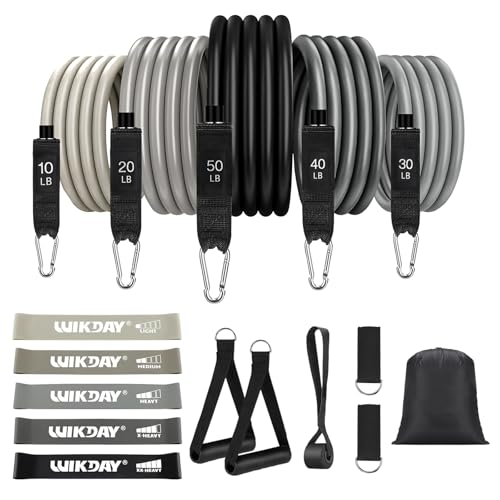 WIKDAY Resistance Bands with Handles for Exercise,beginners - color: 150LBS GRAYR-GRAY LOOP