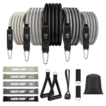 WIKDAY Resistance Bands with Handles for Exercise,beginners - color: 150LBS GRAYR-GRAY LOOP