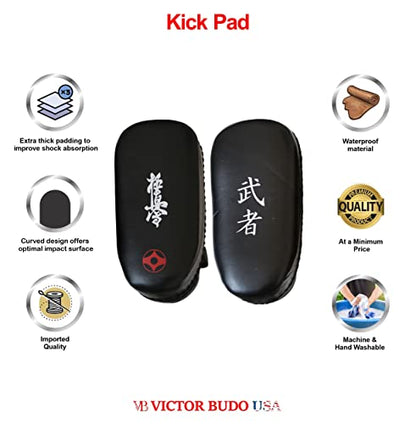 Muay Thai Pad Non-Kyokushin for Training, Curved Kickboxing Kicking Strike Shield, Coaching Kick Boxing, MMA, Martial Arts, Karate, Taekwondo, Punching, Foot, Knee, and Elbow Target