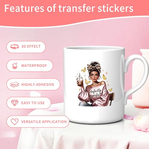 Inspirational Girl UV DTF Cup Wraps - 16 Sheet Shining Girl UV DTF Transfer Stickers, Motivational UVDTF Cup Wraps for Glass, Waterproof Transfer Sticker, DIY Crafts - color: Girl672