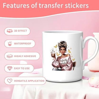 Inspirational Girl UV DTF Cup Wraps - 16 Sheet Shining Girl UV DTF Transfer Stickers, Motivational UVDTF Cup Wraps for Glass, Waterproof Transfer Sticker, DIY Crafts - color: Girl672