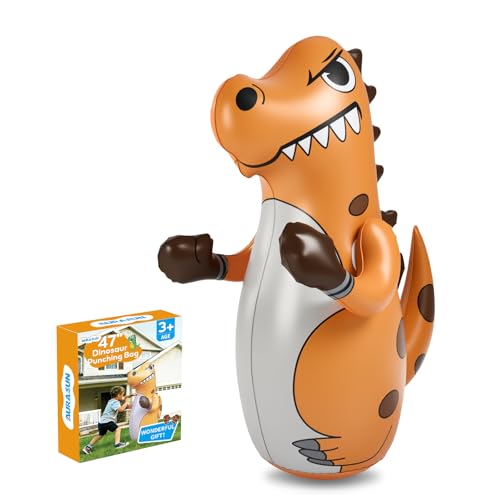 Inflatable Dinosaur Punching Bag for Kids, 47" Toddler Blow up Bop Bag for Ages 3-14, Children Boxing Toys & Gifts with Bounce-Back Action