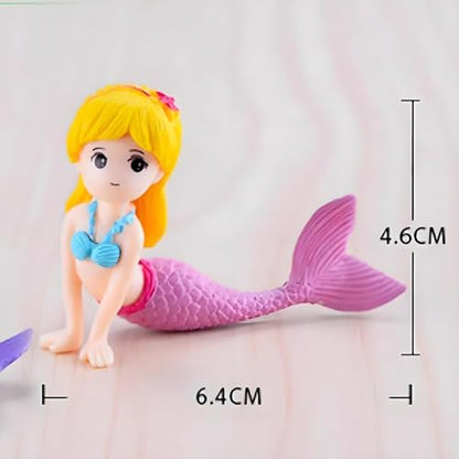 Mermaid Aquarium Ornament for Fish Tanks and Terrariums, Pink Plastic Mermaid Figurine for Fairy Gardens, DIY Landscapes and Party Decor (Miniature Size)