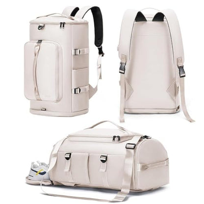 MIYCOO Gym Bag with Shoes Compartment, Duffle Bag, Backpack with Wet Pocket - color: White-Style1