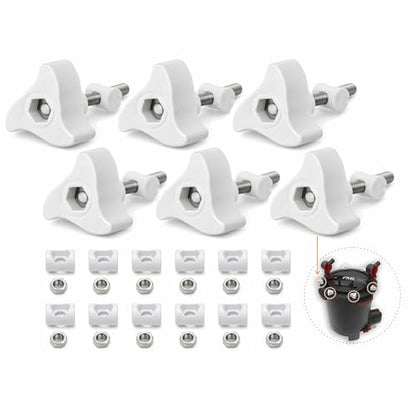 6 Pack A20215 Replacement Parts Compatible with Fluval Canister Filters, Lid Fastener Compatible with Fluval FX6 FX5 FX4 FX2, Includes 6 Fasteners & 12 Barrel Nuts, Secure Fit and Long Lasting - size: 6 PACK