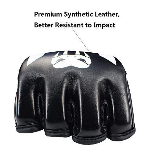 SOTF Punching Gloves for Adults MMA Training Gloves Men Fight Boxing Gloves Open Fingers Women - color: white and black
