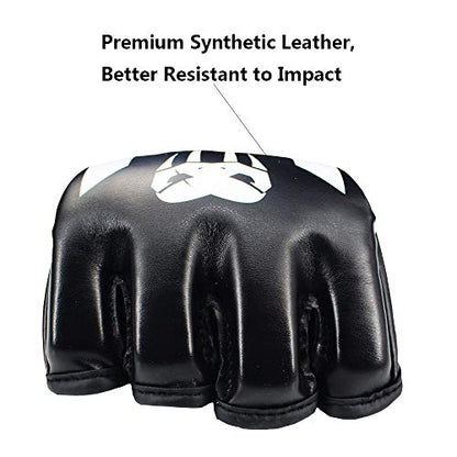SOTF Punching Gloves for Adults MMA Training Gloves Men Fight Boxing Gloves Open Fingers Women - color: white and black