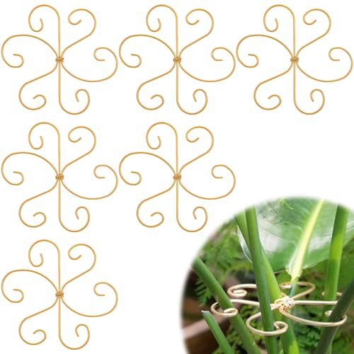 COMNICO Plant Stem Support, 6 Pcs Monstera Durable Metal Plant Holder Stakes Reusable Stem Stabilizer Turtle Shell Bamboo Clamp Set for Outdoor Indoor Plants