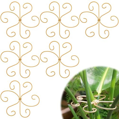 COMNICO Plant Stem Support, 6 Pcs Monstera Durable Metal Plant Holder Stakes Reusable Stem Stabilizer Turtle Shell Bamboo Clamp Set for Outdoor Indoor Plants