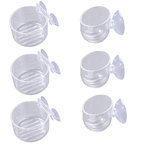 Fish Tank Plant Cup 6PCS Aquarium Growing Cups Acrylic Waterweed Cup Aquarium Decoration Plant Cup Pot with Suction Holder Mini Gardening Vase Feeder