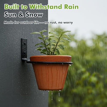8-Pack 4 Inch Flower Pot Holder Ring Wall Mounted Metal Flower Pot Hangers Wall Hanger Bracket Rings Black Planter Bracket for Home, Garden, Indoor Outdoor Pots - size: 4''