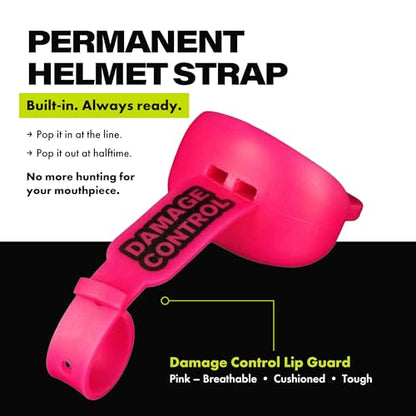 DAMAGE CONTROL Pacifier Football Mouth Guard – Permanent Strap – Hot Pink - color: Hot Pink
