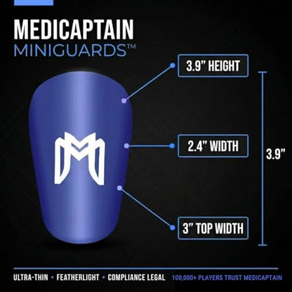 MediCaptain MiniGuards - Mini Shin Guards for Soccer Players - Tiny Shin Pads for Men, Women, Teens - Miniature Shin Guards 3.9 x 2.4 inch - Perfect for High Level Soccer Athletes - color: Blue