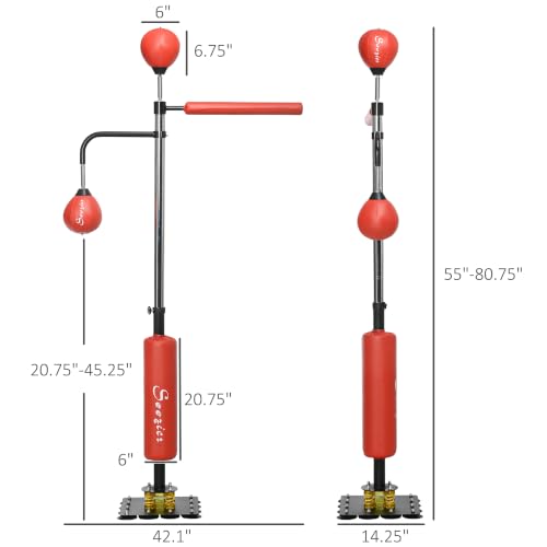 Soozier Boxing Bag Stand with Speed 55.1" to 80.7" - color: Red