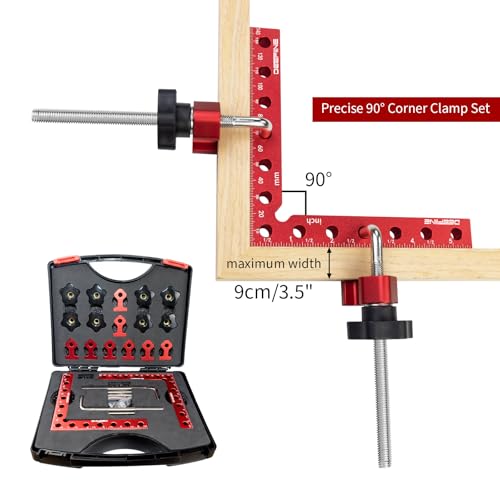 4-Pack 5.5" 90 Degree Corner Clamps for Woodworking | Aluminum Alloy Positioning Squares, Clamping Right Angle Clamps with storage case for Cabinets, Drawers, Shelves & Frames