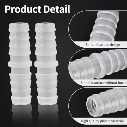 3/8" Barbed Hose Connector, 5-Pack Plastic Barb Fitting Adapter for Air, Water, Fuel Lines - Universal Tubing Mender for Aquarium, Water Pump, Irrigation Systems (3/8) - size: 3/8