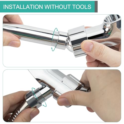 Adjustable Handheld Shower Head Holder- Brass Ball, Premium ABS Bracket- 360 Degree Rotatable Arm Mount and Hose Connector, Shower Adapter- Adjustable Shower Arm Mount, MAYYAYA (Silver) - color: Silver