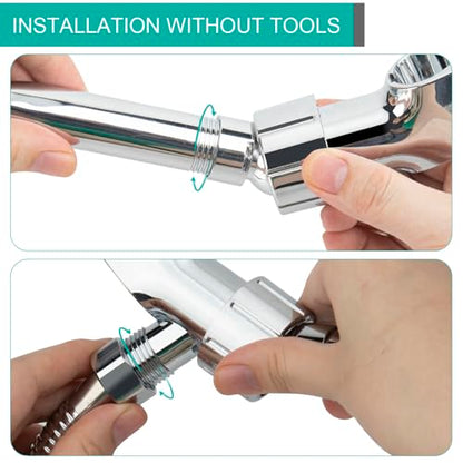 Adjustable Handheld Shower Head Holder- Brass Ball, Premium ABS Bracket- 360 Degree Rotatable Arm Mount and Hose Connector, Shower Adapter- Adjustable Shower Arm Mount, MAYYAYA (Silver) - color: Silver