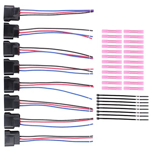 MOTOKU Set of 8 Ignition Coil Pack Connector Wire Harness Plug Adapter w/Tie and Heat shrinkable Tube Terminals for Honda Accord Odyssey Pilot Ridgeline