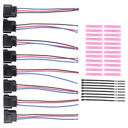 MOTOKU Set of 8 Ignition Coil Pack Connector Wire Harness Plug Adapter w/Tie and Heat shrinkable Tube Terminals for Honda Accord Odyssey Pilot Ridgeline