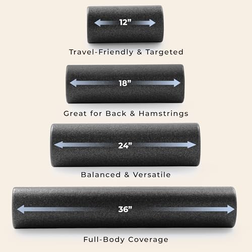 Sunny Health & Fitness 24" Black High-Density Yoga Foam Roller - color: Black, size: 24-Inch